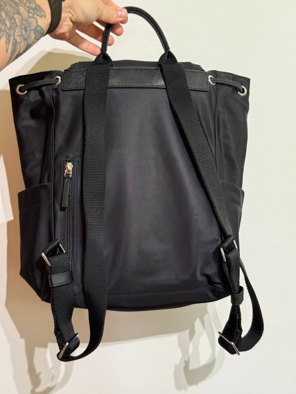 Tory Burch Virginia Flap Black Nylon Backpack - Picture 2 of 6